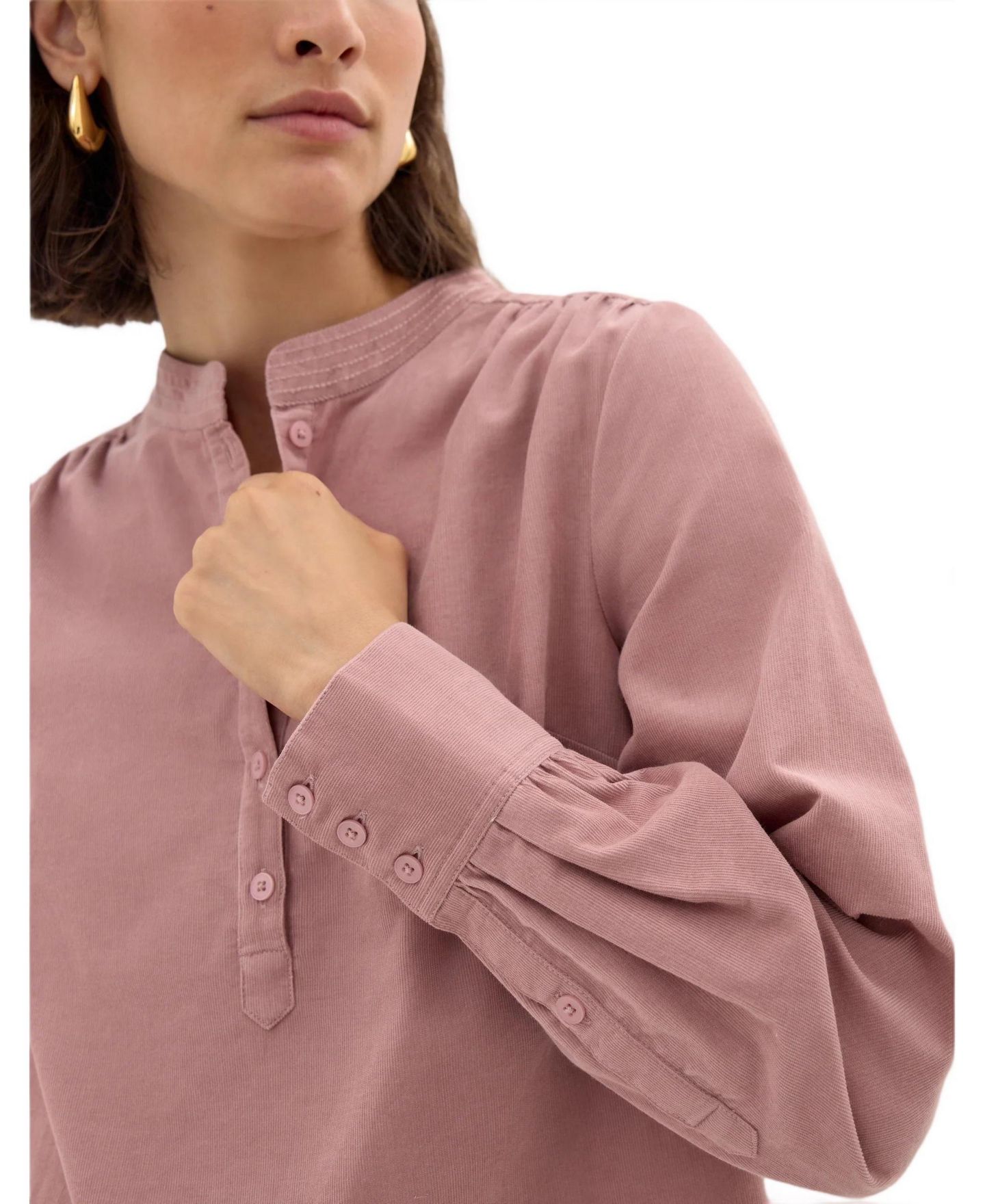 Женская блузка Hush Cyra Puff-Sleeve Corduroy Long-Sleeve, цвет: Розовато-лиловый розовый — фото 5