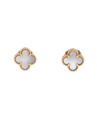 Mother-of-Pearl Sweet Alhambra Stud Earrings in 18K Yellow Gold