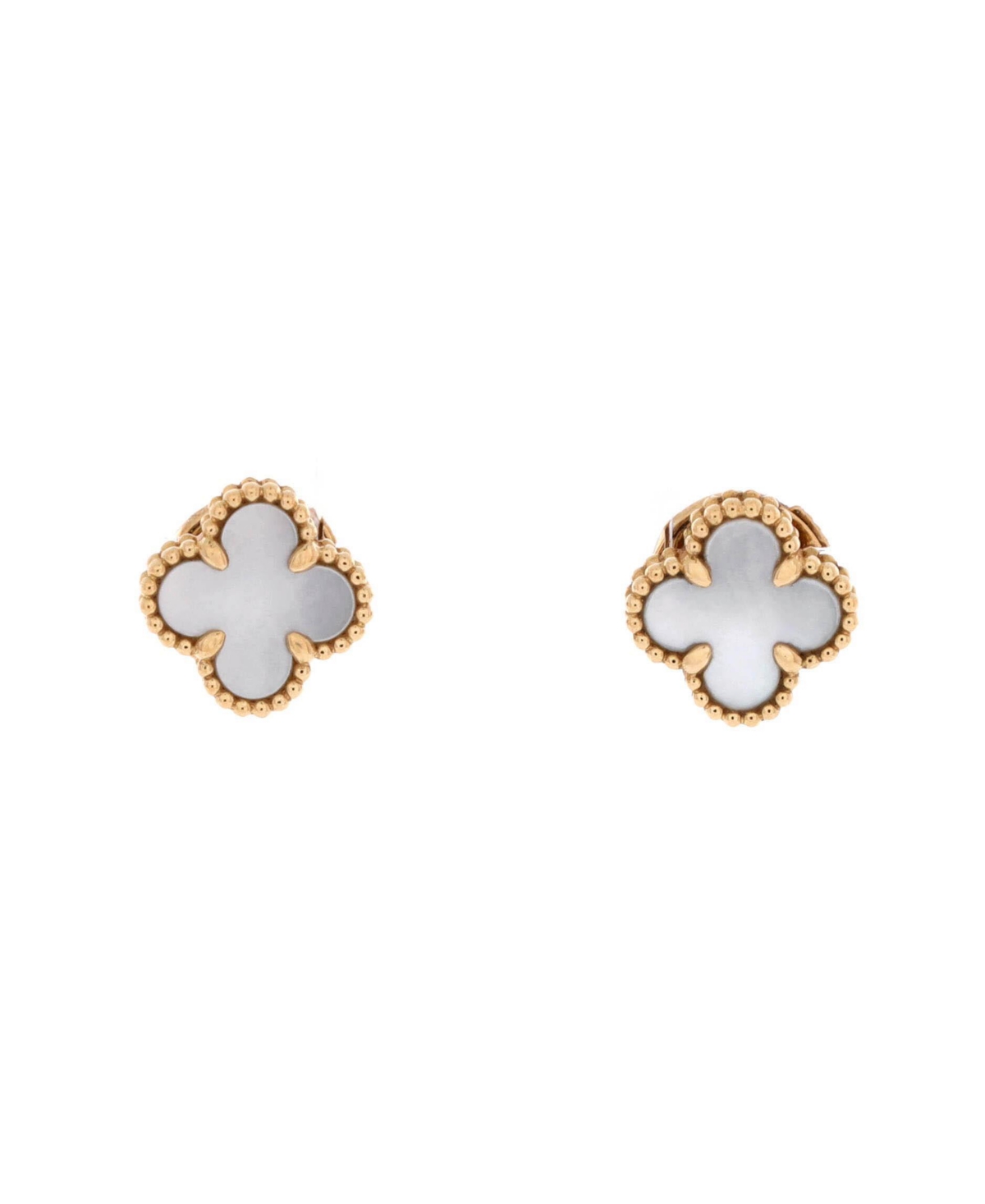 Pre-Owned Van Cleef & Arpels Mother-of-Pearl Sweet Alhambra Stud Earrings in 18K Yellow Gold - 18k yellow gold