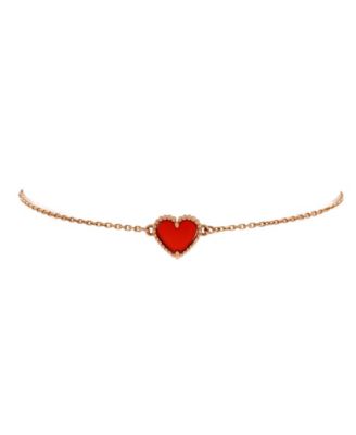 Carnelian Sweet Alhambra Heart Bracelet in 18K Rose Gold