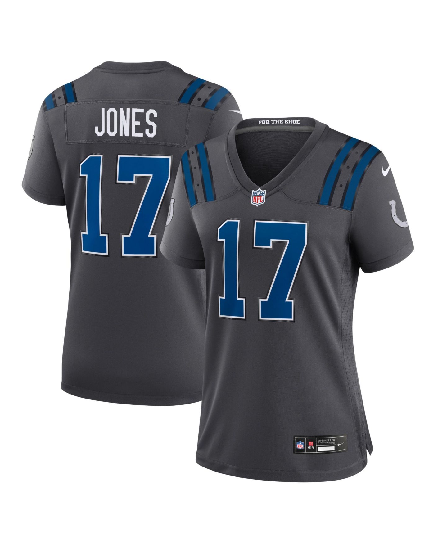 Женский топ Nike Daniel Jones Anthracite Indianapolis Colts 2026 Rivalries Collection Game Jersey — фото 1