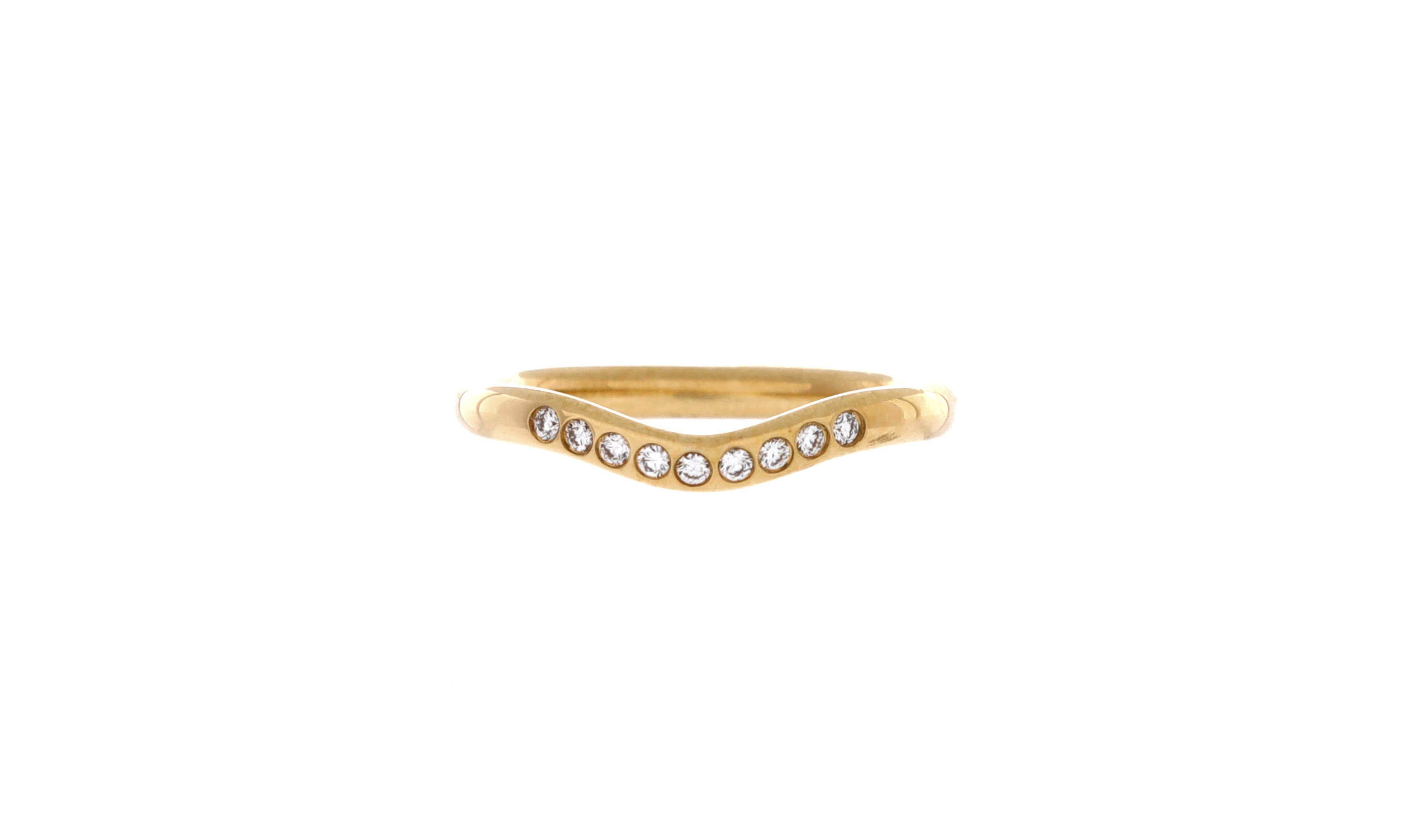 Pre-Owned Tiffany & Co Elsa Peretti Curved Diamond Wedding Band (0.06 ct.) in 18K Yellow Gold