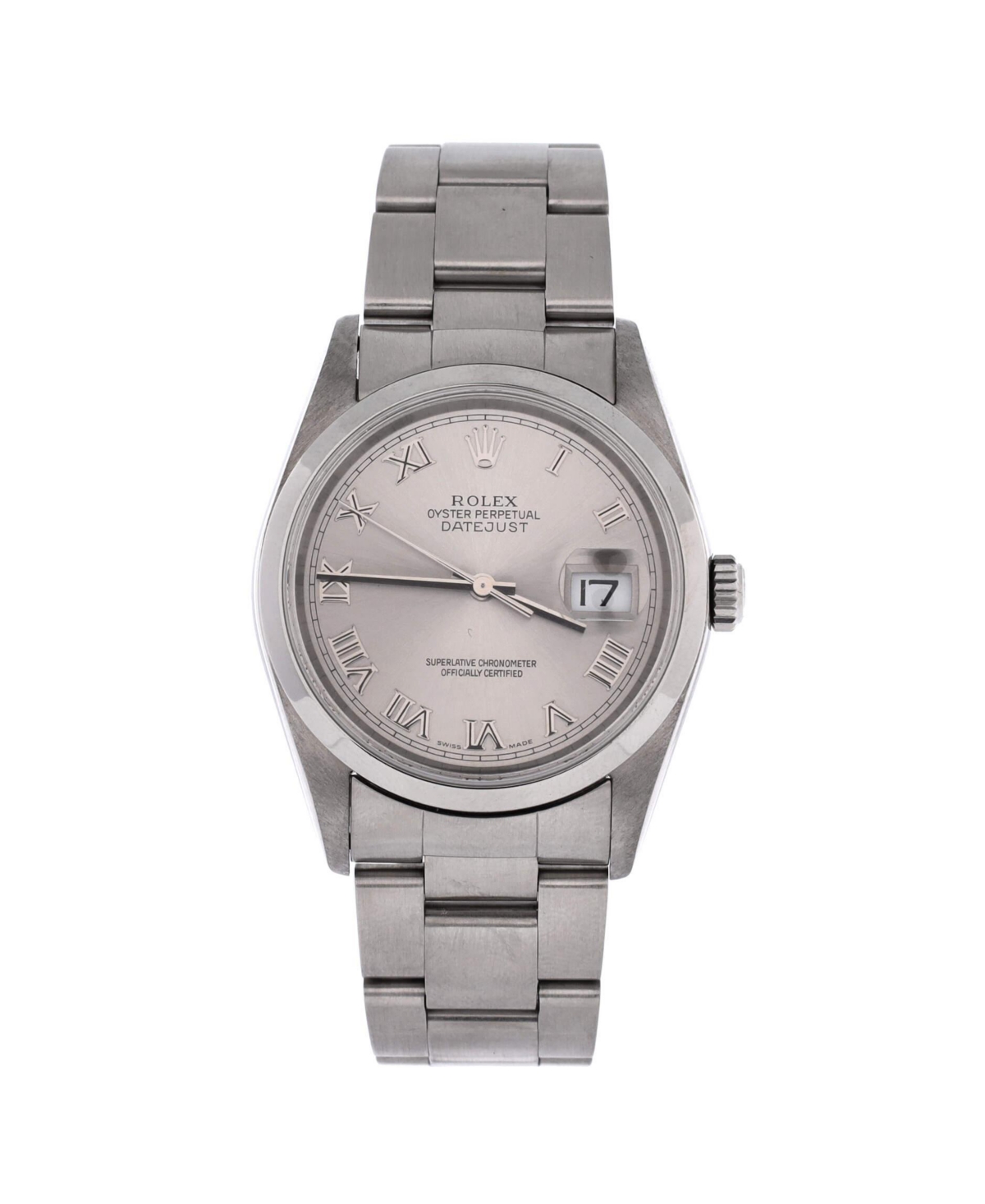 PreOwned Rolex Oyster Perpetual Datejust Automatic Watch in Stainless Steel 36mm  Dial color silver