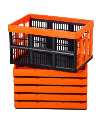 6-Pack 45 L Folding Storage Crates with 33 lb Capacity Each