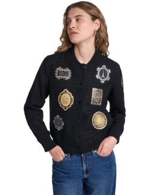 Women's Long-Sleeve Button-Up Patched Shirt Jacket