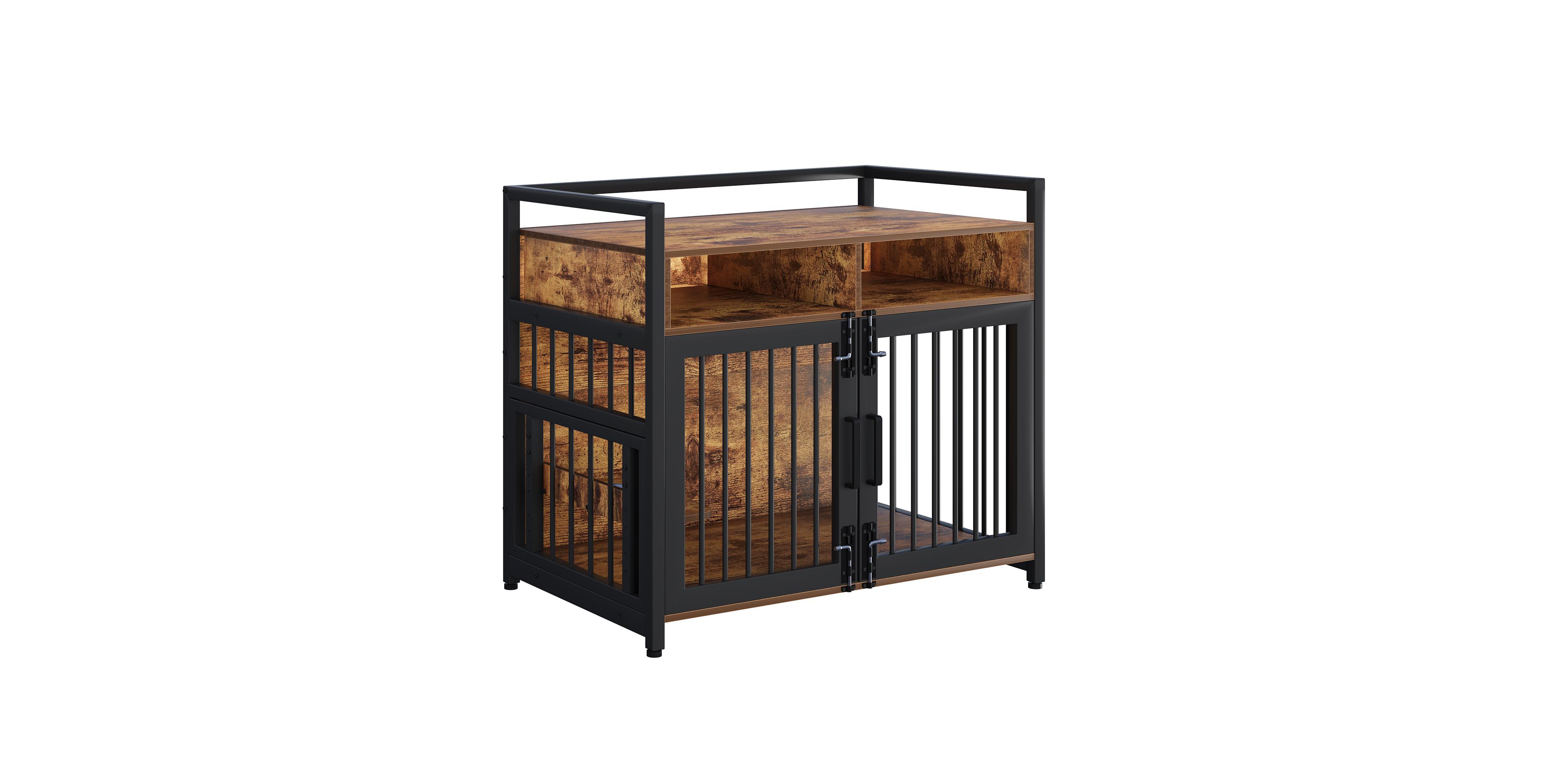 Lalfpet 48" Heavy Duty Wooden Dog Crate Furniture for Large Dogs