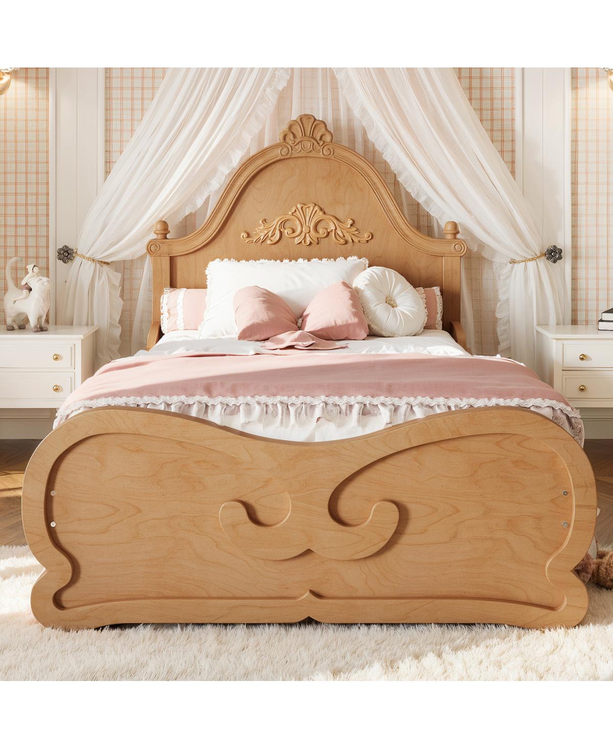 Streamdale Furniture Twin Vintage Solid Wood Platform Bed with Headboard - Natural