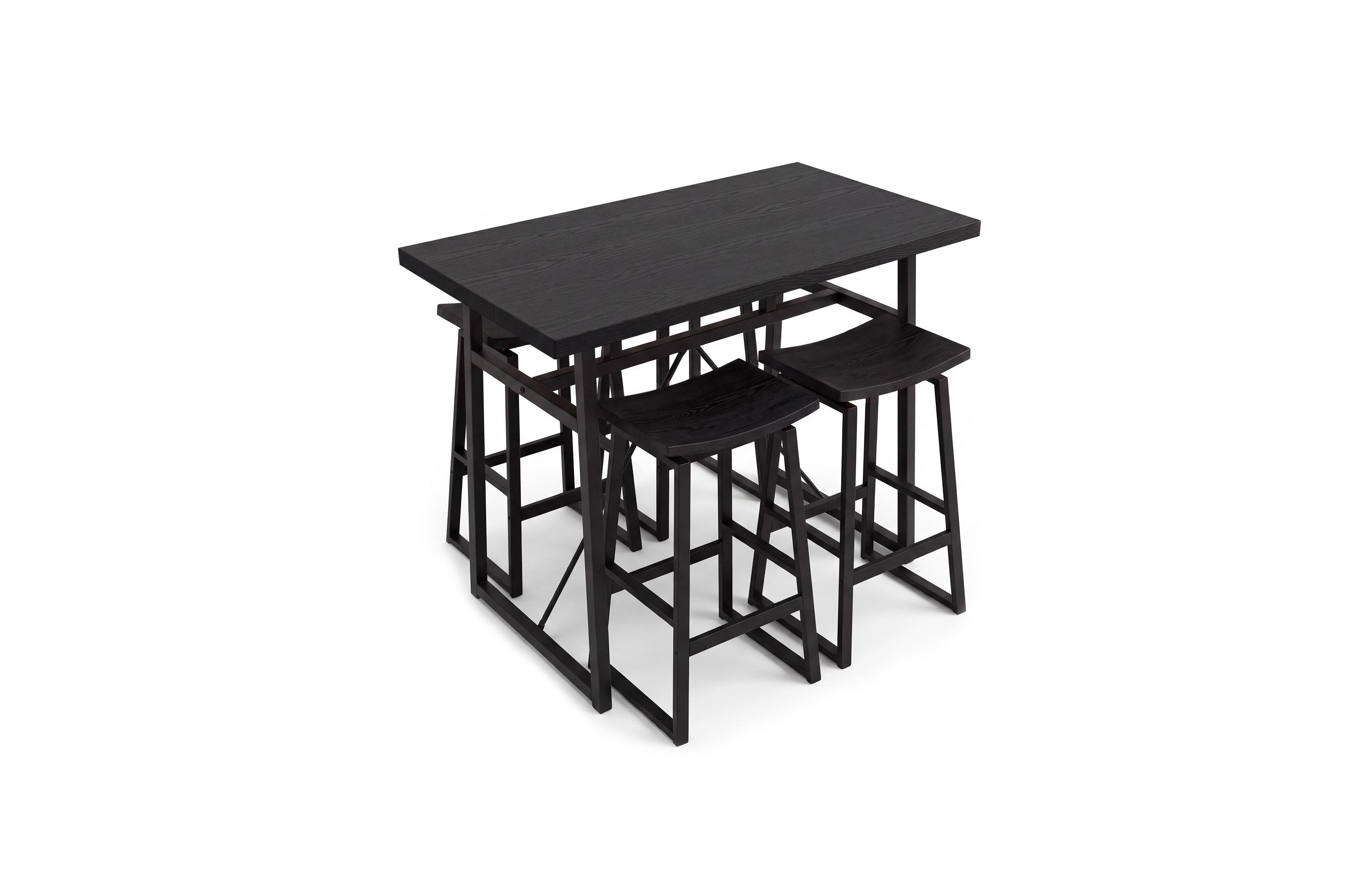 gaomon 5-Piece Kitchen Dining Set: Rectangular Bar Table with 4 Stools Featuring Footrests-Perfect for Small Spaces and Apartments