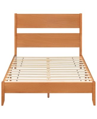 Full Size Rustic Wooden Bed Frame Featuring High Headboard