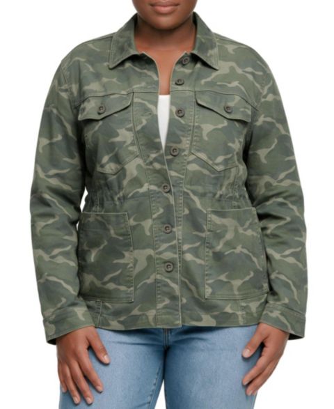 Женская куртка Torrid Plus Size Twill Long-Sleeve Anorak, цвет: Камуфляжный
