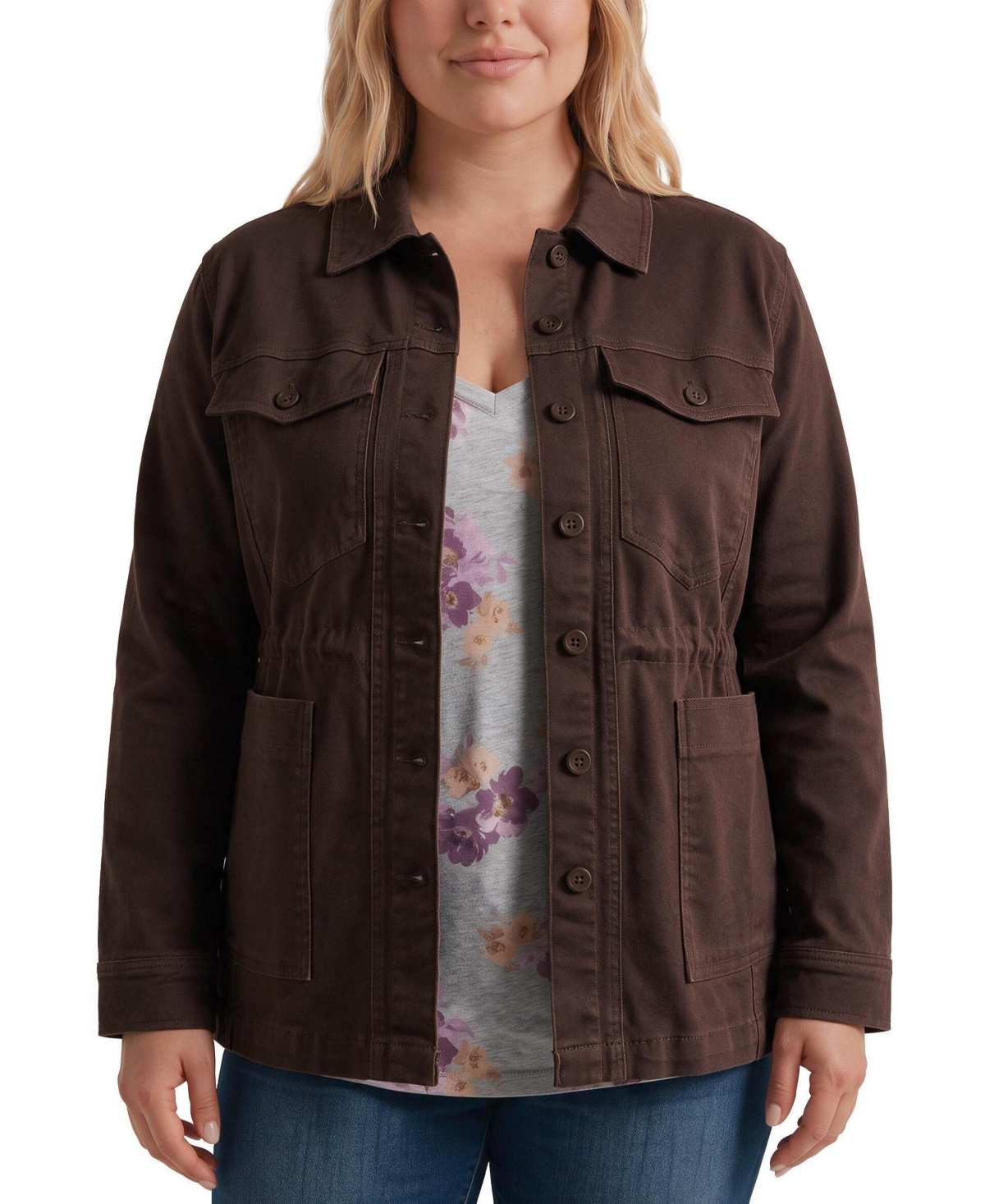 Torrid Plus Size Twill Long-Sleeve Anorak Jacket - Java