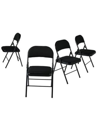 Set of 4 Faux Leather Steel Folding Chairs