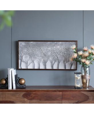 19.7" x 39.4" Forest Tree Silhouette Shadow Box Framed Wall Decor