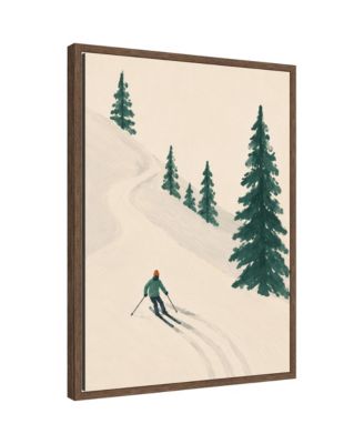 Winter Ski Landscape by Laura Moss Framed Canvas Wall Art Print