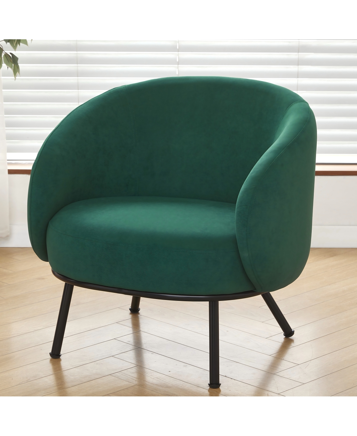Streamdale Furniture Mid-Century Modern Velvet Accent Chair with Metal Legs - Green