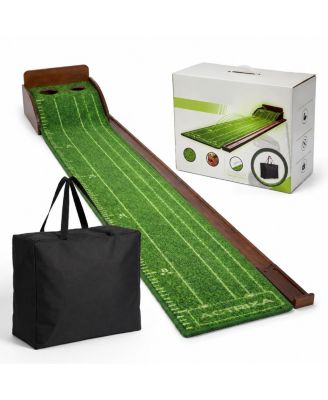 Indoor Golf Putting Green Mat With Full Length Ball Return And Carry Bag For Home Office Practice