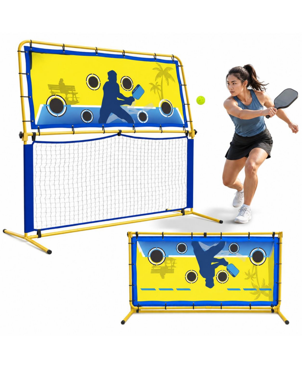 Peneyon Portable 2 in 1 Pickleball Rebounder and Net Adjustable Heavy Duty Iron Frame