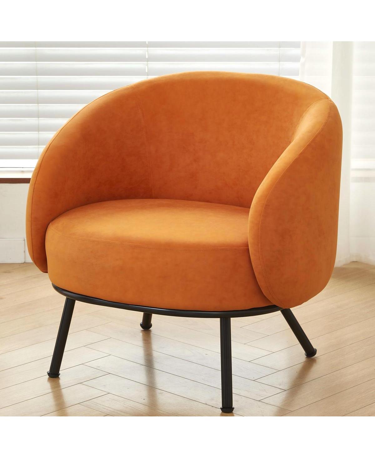 Streamdale Furniture Mid-Century Modern Velvet Accent Chair with Metal Legs - Orange