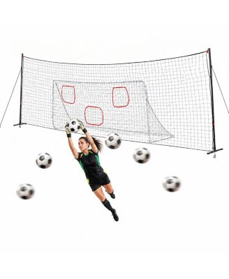 4 in 1 Soccer Training Station With Goal Net Rebounder Backstop