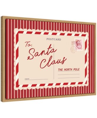 Vintage Santa Claus Postcard by Lucky Guava Framed Canvas Wall Art Print