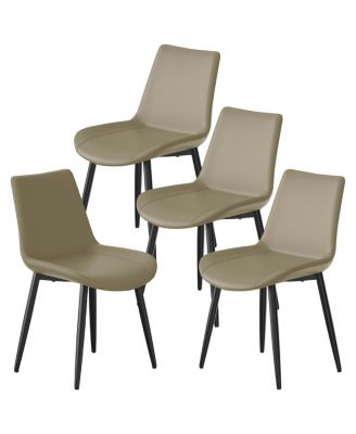 Set of 4 PU Leather Metal Modern Dining Chairs