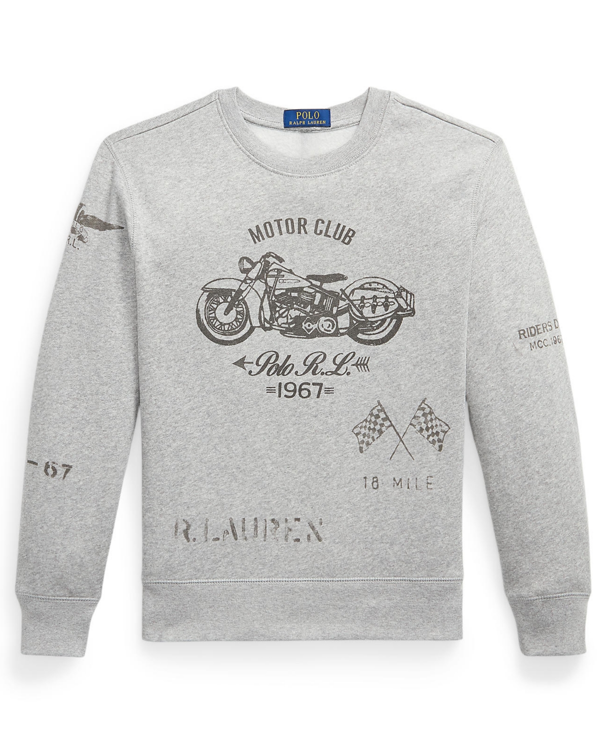 Polo Ralph Lauren Boys' 8-20 Motorcycle-Print Fleece Crewneck Sweatshirt