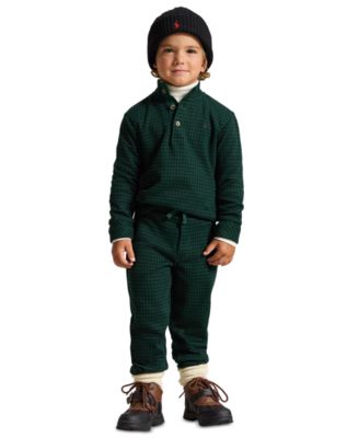 Boys' 2T-7 Plaid-Print Mock-Neck Cotton Pullover and Pants, 2-Piece Set