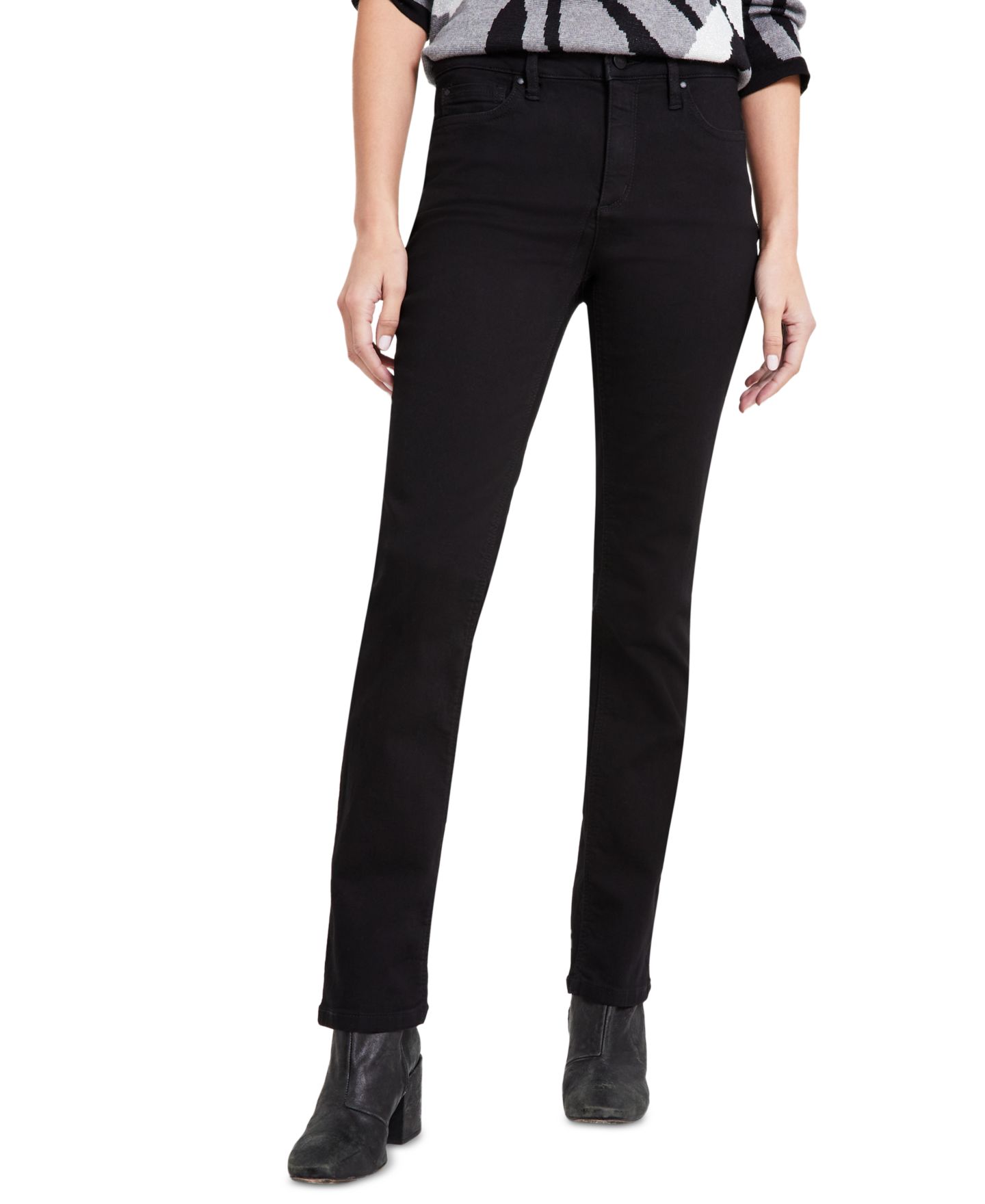 Женские джинсы Jones New York Petite Lexington Straight-Leg Denim, цвет: Оникс варёный — фото 1