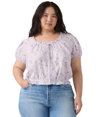 Plus Size Chiara Front Button Short-Sleeve Blouse