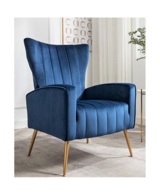 Velvet Accent Chair with Metal Legs for Living Room Bedroom