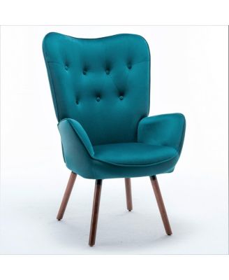 Mid-Century Modern Wingback Accent Chair with Wood Legs