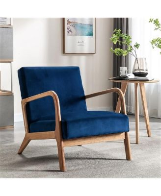 Mid-Century Modern Velvet Accent Chair with Open Frame