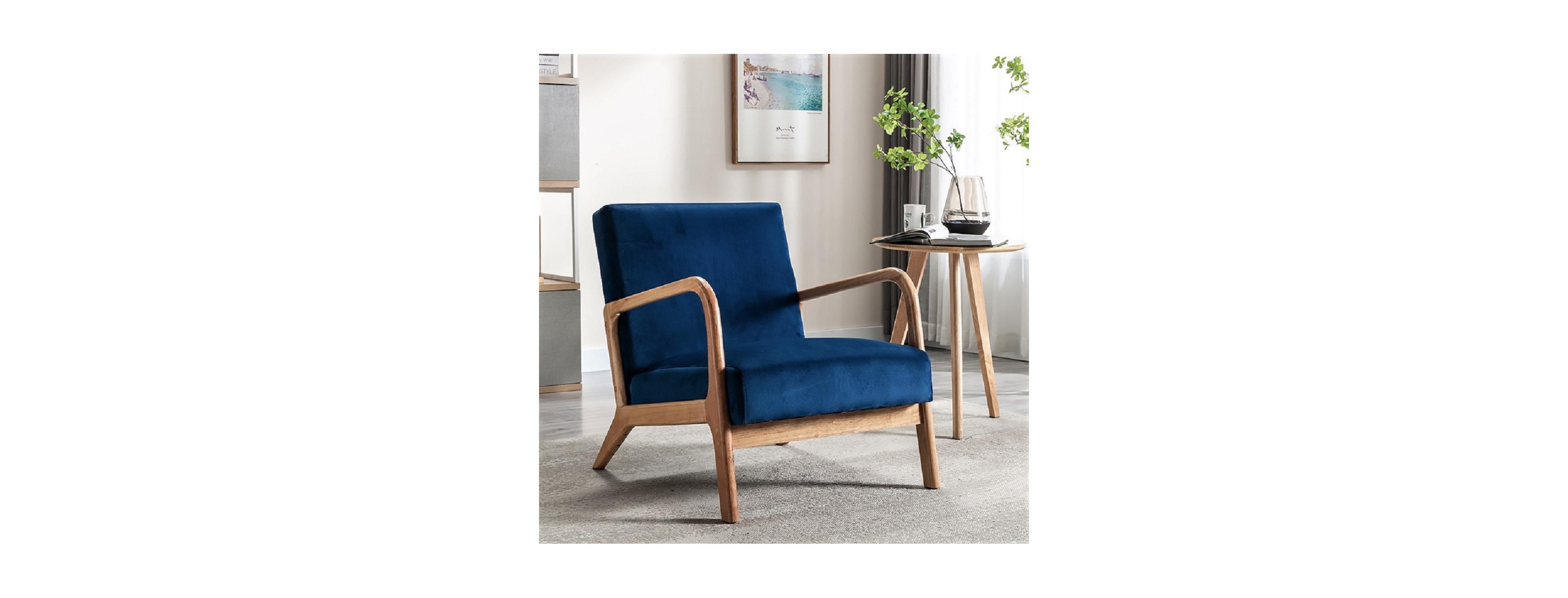 Streamdale Furniture Mid-Century Modern Velvet Accent Chair with Open Frame