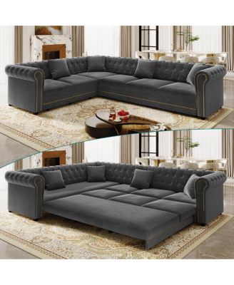 115.3" L-Shaped Pull-Out Sleeper Sofa