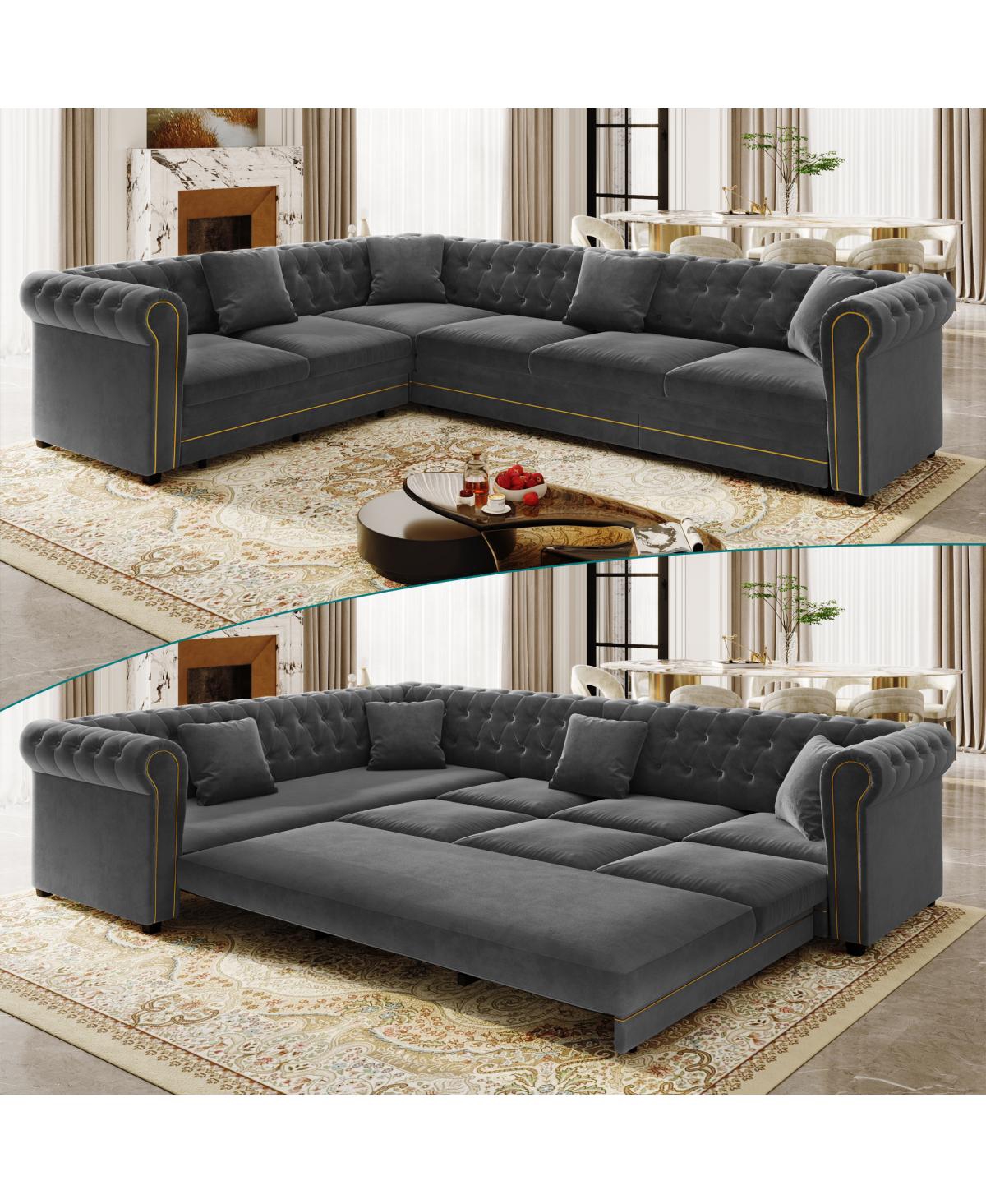 Streamdale Furniture 115.3" L-Shaped Pull-Out Sleeper Sofa