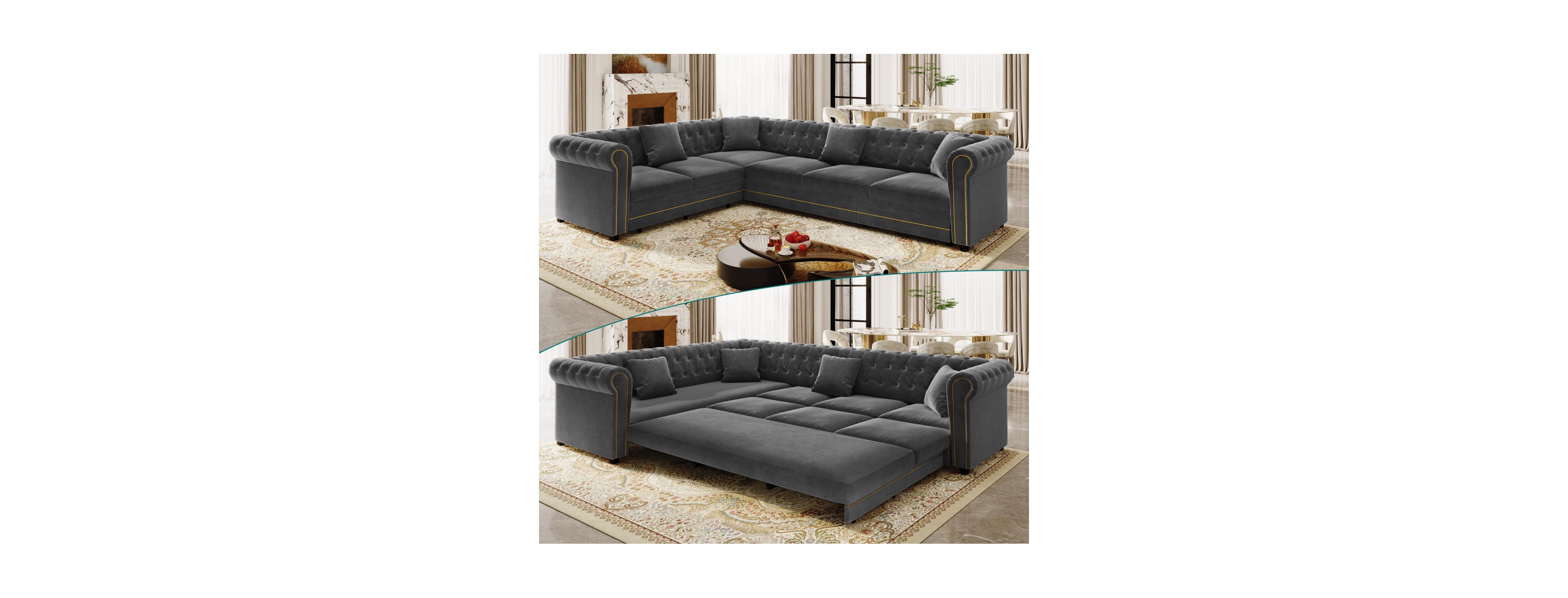 Streamdale Furniture 115.3" L-Shaped Pull-Out Sleeper Sofa