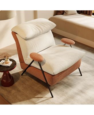 Minimalist Solid Wood and Chenille Casual Single Chair
