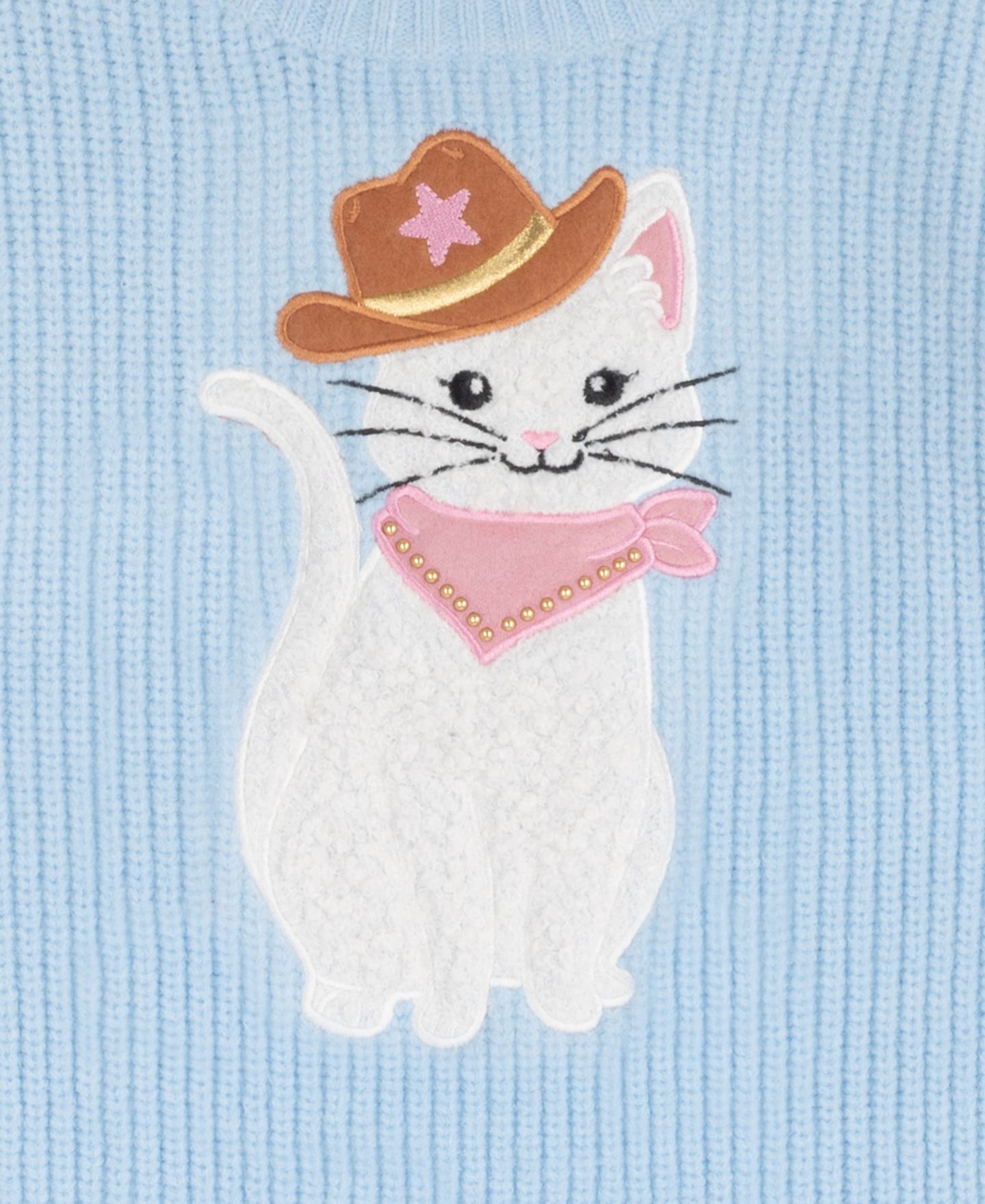 Rare Editions Girls' 2T-6X Cowgirl Cat Appliqué Tiered Graphic Sweater and Short-Sleeve Dress, 2-Piece Set, цвет: Светлый синий — фото 8