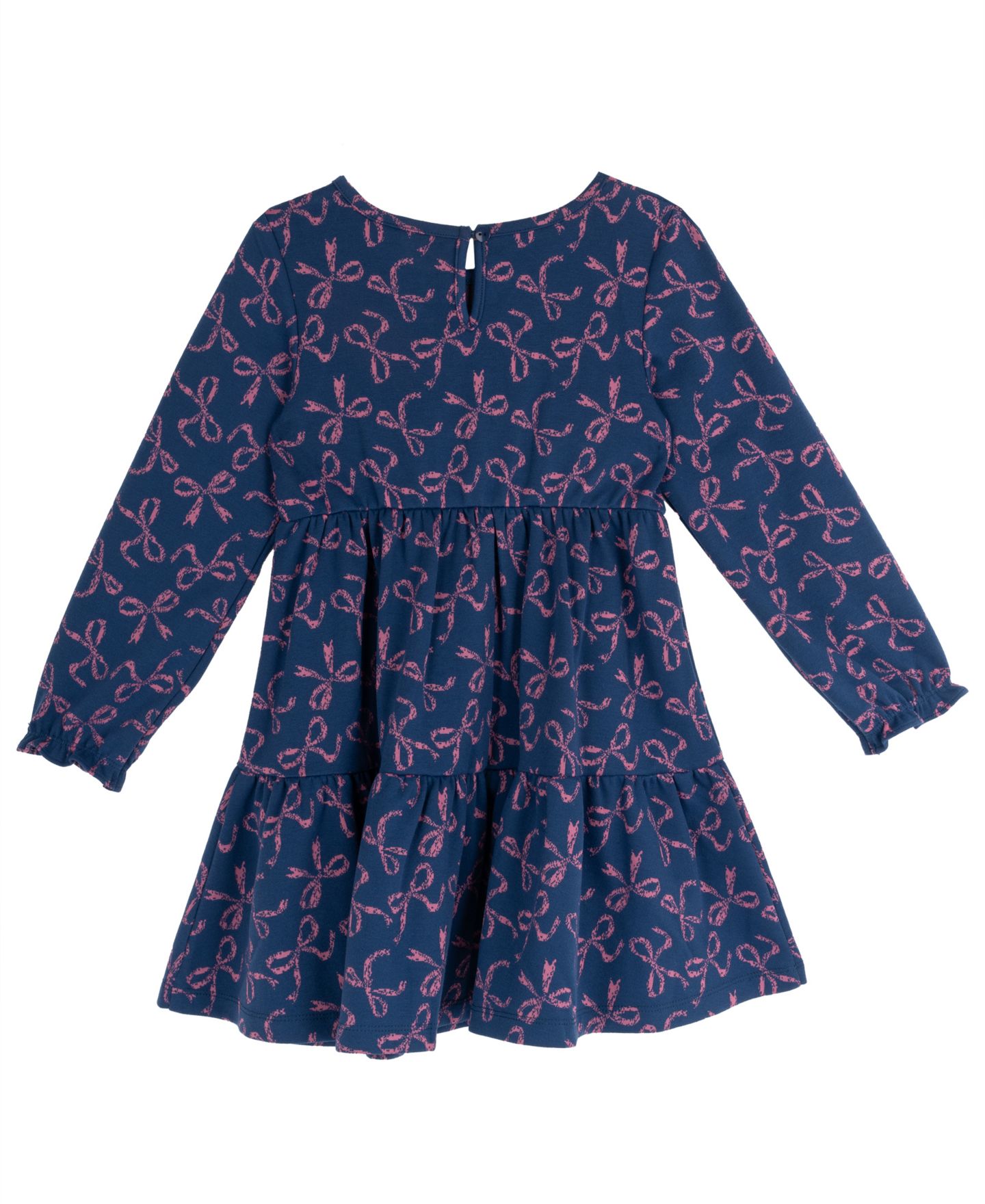 Комплект Rare Editions Bow-Print Tiered Long-Sleeve Dress and Bag, 2-Piece Set для девочек, цвет: Тёмно-синий — фото 5