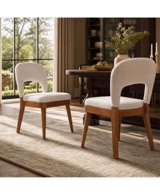 Mid Century Modern Dining Chairs Set of 2, Upholstered