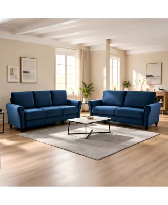 2-Piece Patricia Curved Arm Mid-Century Modern Sofa and Loveseat Set