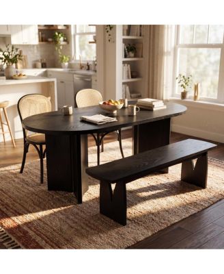 4-Piece Dining Set, 65.35" Oval Table, 2 Chairs and 1 Bench