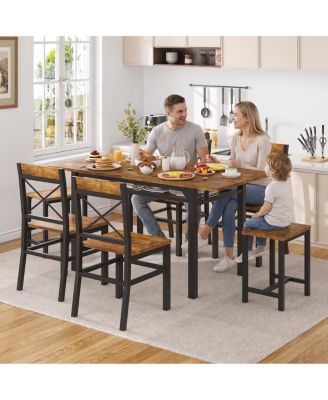 7-Piece Farmhouse Dining Table Set for 6 with Storage Chairs