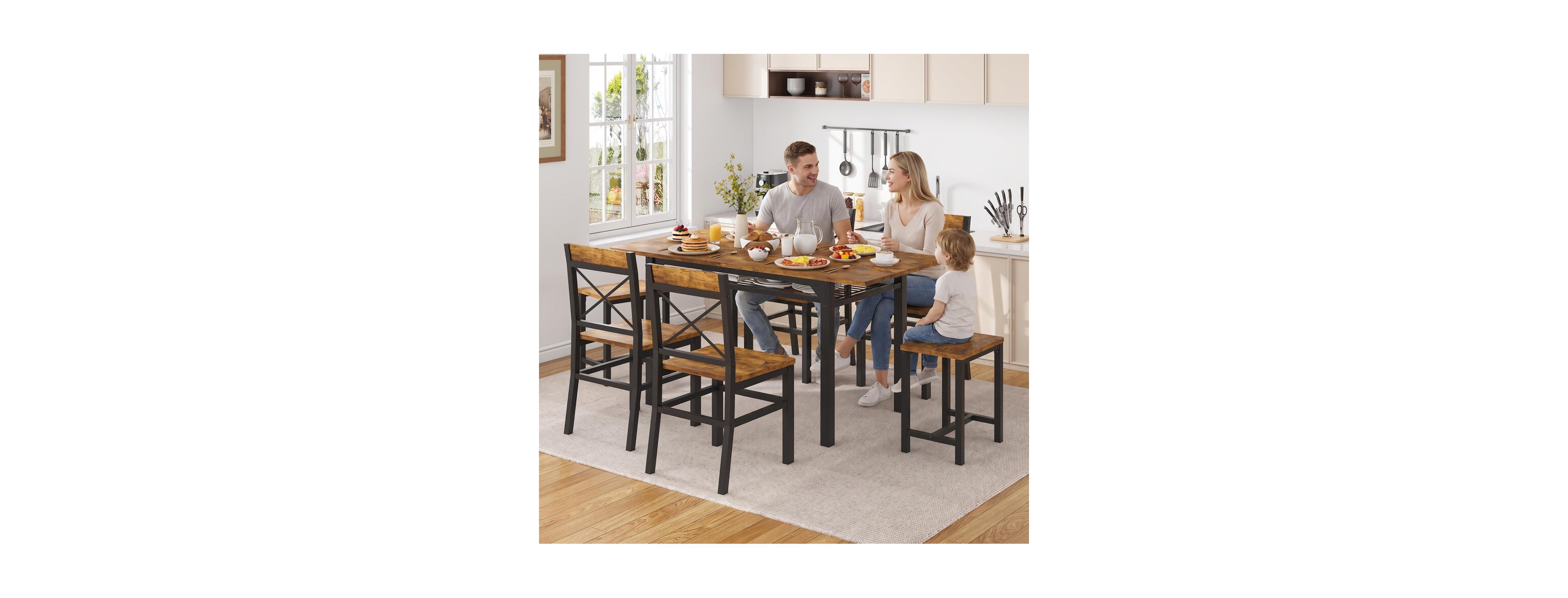 Streamdale Furniture 7-Piece Farmhouse Dining Table Set for 6 with Storage Chairs