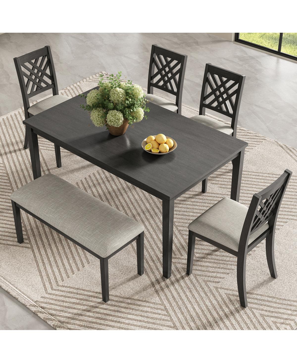 Streamdale Furniture 6-Piece Dining Table Set with 4 Chairs and 1 Bench