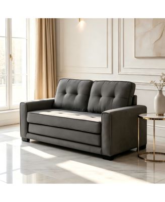 58 Tufted Convertible Sofa Bed, Upholstered Pull Out Sleeper Loveseat