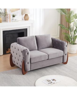 63.5" Classic Velvet Sofa with Button Tufting and Curved Legs