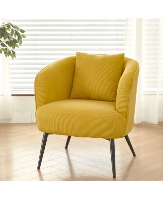 Velvet Accent Chair with Pillow and Metal Legs