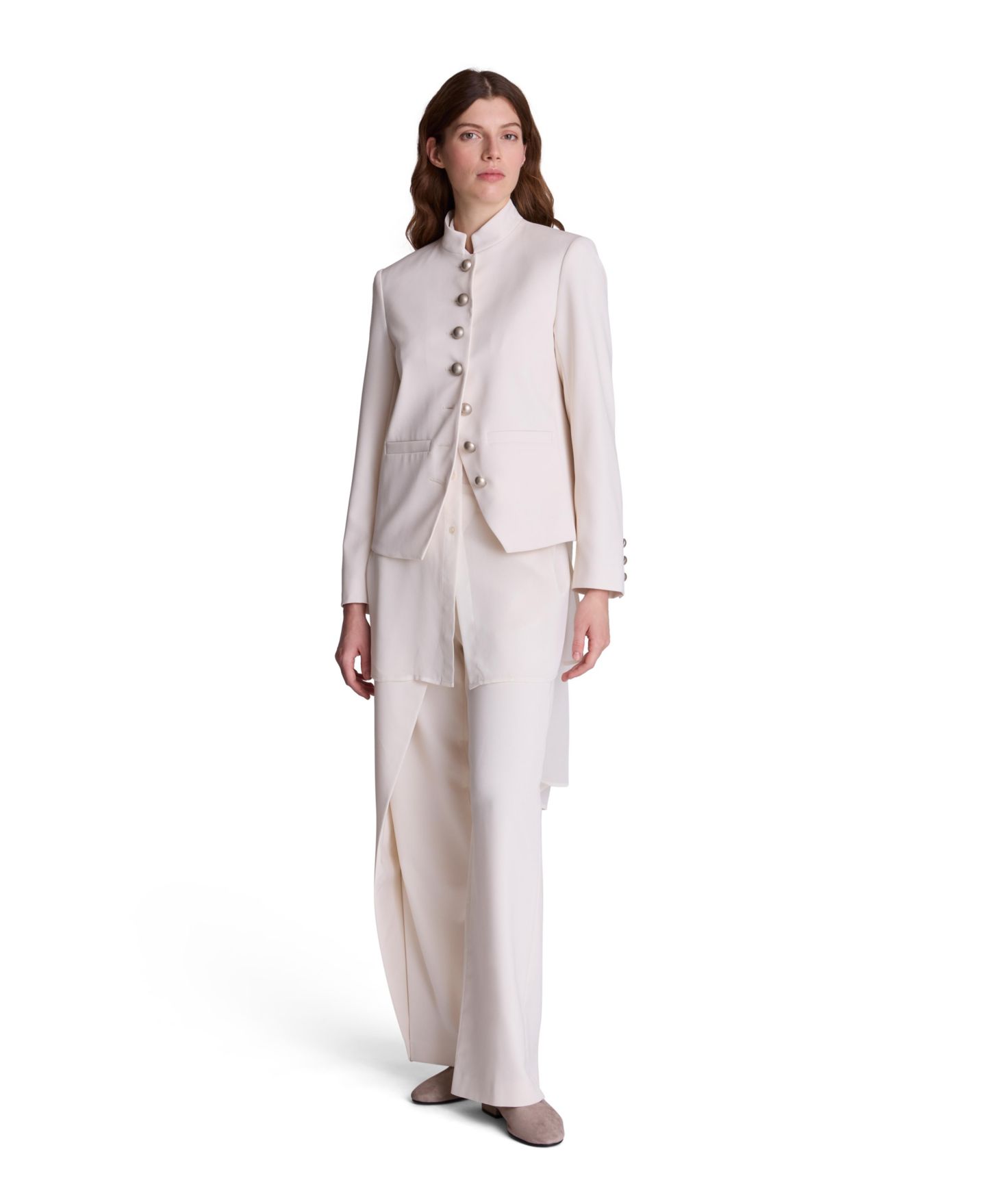 Женская блузка Kenneth Cole Long-Sleeve Chiffon High-Low Hem, цвет: Устричный — фото 7