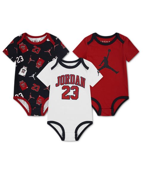 Боди Baby Boy, короткий рукав, джерси, 3 шт. — Jordan, цвет: Угольный / Белый